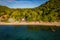 Aerial view of Mae Haad Beach and pier in koh Tao, Thailand