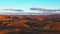 Aerial view of magical Israel desert Negev view. Panoramic landscape of the horizon with shadow terrain curves at