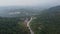 Aerial view main asphalt road cross plantation toward Balik Pulau
