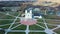 Aerial View Majestic Aglona Cathedral in Latvia. White Chatolic Church Basilica. Sunny Spring Day Blue Sky and White Clouds.