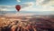 Aerial View Of Majestic Badlands Formed By Rugged Mountain Peaks