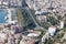 Aerial view of Malaga downtown with its bull ring.