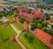 Aerial view of Malbork Teutonic order castle and fortress in Poland