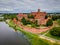 Aerial view of Malbork Teutonic order castle and fortress in Poland