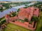 Aerial view of Malbork Teutonic order castle and fortress in Poland