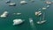 Aerial view Maldives. The boat sails through the port of Male