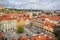 Aerial view of Malostranske namesti in Prague, Czechia
