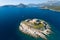 Aerial view of Mamula island fort, Boka Kotorska bay of Adriatic sea