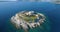 Aerial view of Mamula island fort, Boka Kotorska bay of Adriatic sea