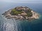 Aerial view of Mamula island, Rondina. Fort Mamula. Bay of Kotor. Montenegro
