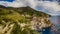 Aerial view of Manarola. Five Lands from the sky, Italy