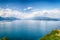 Aerial view from the Manerba Rock on Lake Garda, Italy