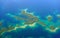Aerial view of mangrove islands Caribbean sea