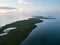 Aerial View of Mangrove Islands and Sunset in Caribbean