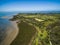 Aerial view of mangroves and countryside at Rhyll, Australia