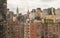 Aerial view of Manhattan buildings. Metropolis skyline