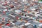 Aerial view of the many old garages for cars