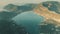 Aerial view of many sailboats near coastal town of Nydri. Lefkada, Greece