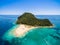 Aerial view of Marathonisi Island in Zakynthos Zante island, i