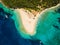 Aerial view of Marathonisi Island in Zakynthos Zante island, i