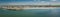 Aerial view of Margate Beach and Harbour Arm on a sunny day. Kent, England