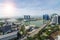 Aerial view of marina bay in Singapore city with nice sky