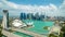 Aerial view of marina bay in Singapore city with nice sky