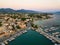 Aerial view of marina and port on Egina island. Greece in the summer