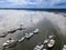 Aerial view of marina on the river in Beaufort, South Carolina