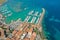 aerial view of the marine village of Talamone in the province of Grosseto Tuscany