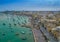 Aerial view Marsaxlokk, traditional fishing village in the South of Malta