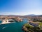 Aerial view of Marseille pier - Vieux Port, Saint Jean castle, a