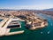 Aerial view of Marseille pier - Vieux Port, Saint Jean castle, a