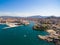 Aerial view of Marseille pier - Vieux Port, Saint Jean castle, a