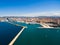 Aerial view of Marseille pier - Vieux Port, Saint Jean castle, a