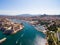 Aerial view of Marseille pier - Vieux Port, Saint Jean castle, a