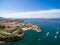 Aerial view of Marseille pier - Vieux Port, Saint Jean castle, a