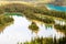 Aerial View of Mary Lake and Lake O`Hara in Yoho National Park