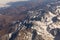 Aerial view massive snow mountain range in Georgia