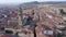 Aerial view of mediaeval town Calaf on sunny day, Province of Barcelona, Spain