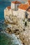 Aerial view of the medieval castle of the Mediterranean city of Budva