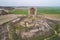 Aerial view of the medieval ruins in Mota del Marques, Valladolid. Spain