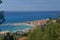 Aerial view of the Mediterranean coast by Menton, France