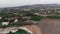 Aerial view of Mediterranean resort on Cyprus seaside. Extreme wide shot of calm landscape of tropical island in summer