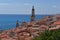 Aerial view of the Mediterranean town of Menton, France