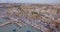 Aerial view on the mediterranean traditional colorful boats luzzu