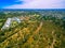 Aerial view of Melbourne Polytechnic and Yarra River, Australia.