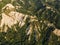 Aerial view of Melnik sand pyramids, Bulgaria