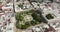 Aerial view of Merida downtown with Plaza Grande and Cathedral in Mexico