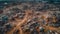 Aerial view of messy junkyard, polluted environment, unhygienic landfill generated by AI